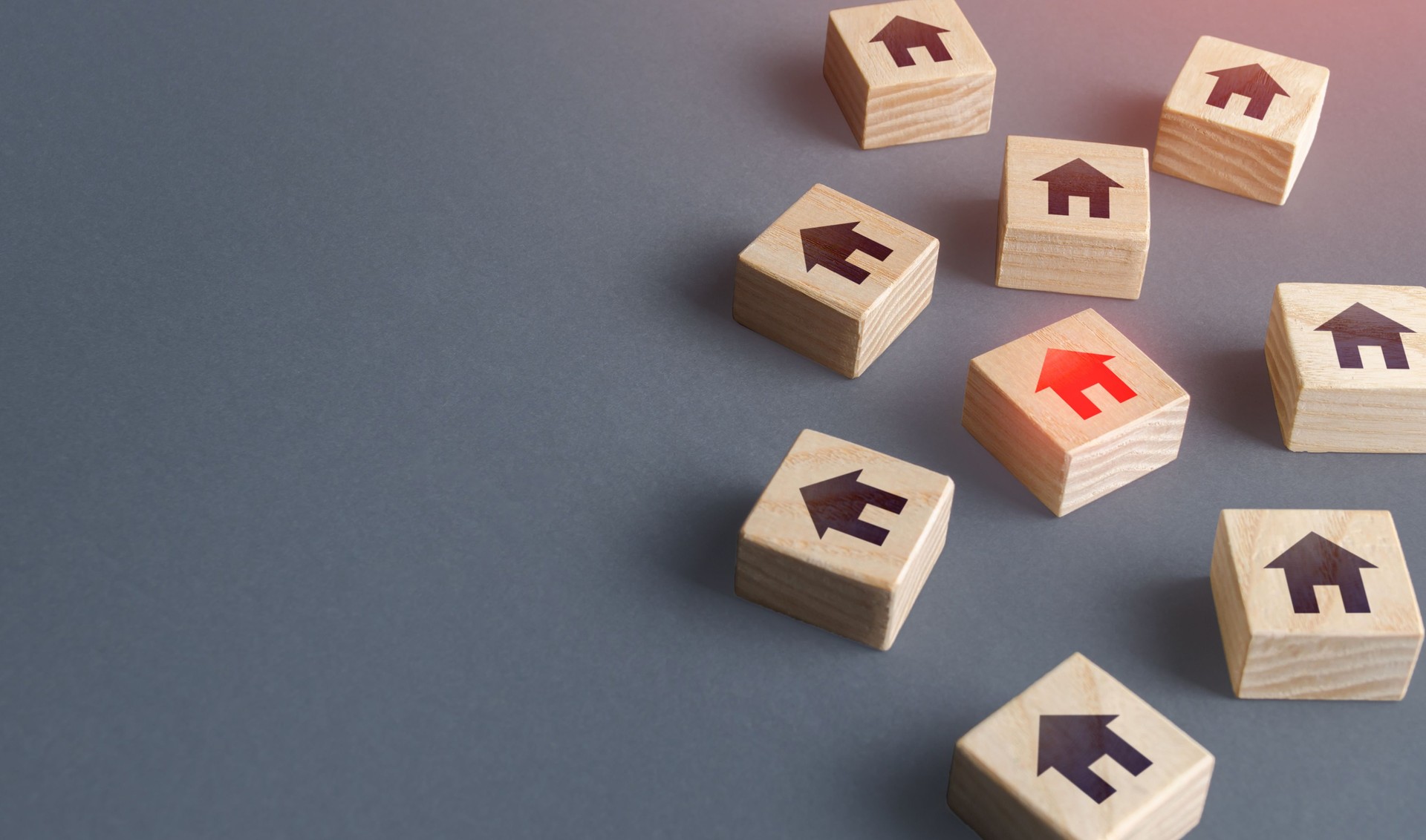 Bloques dispersos con casas. Encontrar una casa para comprar. Revisión del mercado inmobiliario. Encuentre una casa asequible adecuada. Buscar vivienda para la solución de alquiler. Servicios de agentes de bienes raíces. Opciones de criterios de selecci